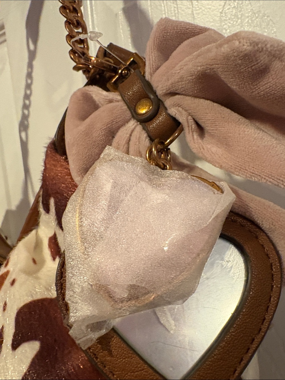 BNWT Viral Rare Juicy Couture Brown & White Cowhide Print Hobo Bag - Picture 4 of 8